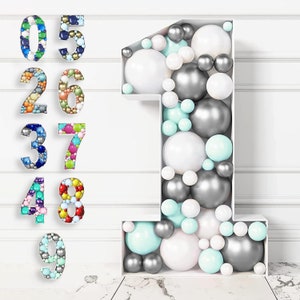 Mosaic Numbers for Balloons 3ft, Marquee Number #1 Pre-Cut 3 Feet Cardboard Frame, Birthday Party Decorations