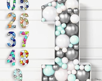 Mosaic Numbers for Balloons 3ft, Marquee Number #1 Pre-Cut 3 Feet Cardboard Frame, Birthday Party Decorations