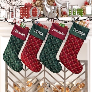 Op maat gemaakte kerstsokken | Gepersonaliseerde fluwelen kerstsok | Kerstornamenten | Rustieke woondecoratie