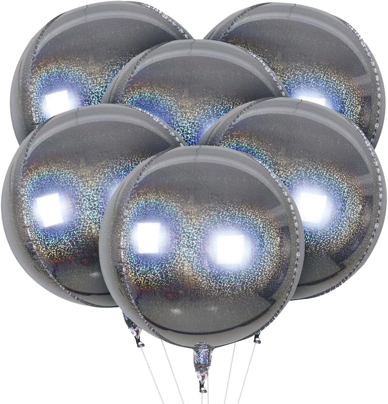 6Pcs Disco Ball Balloons Mirror Silver Disco Balloons 22 Inch 360