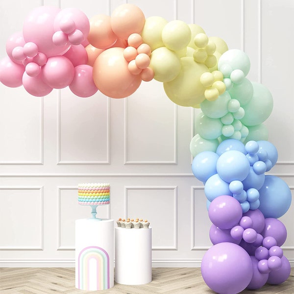 Rainbow Balloon Arch Kit – Assorted Color Balloon Garland, Colorful Birthday Party Decorations