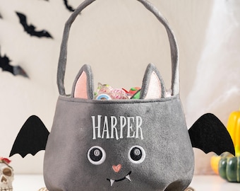 Cesta personalizada de Halloween para pedir dulces: una linda cesta de caramelos personalizada para niños, regalo navideño, decoración para fiestas.
