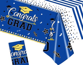 2023 Blue Graduation Tablecloth - 54"x 108" Graduation Table Covers  (Pack of 1) | Congrats Grad Table Clothes for Graduate Class of 2023