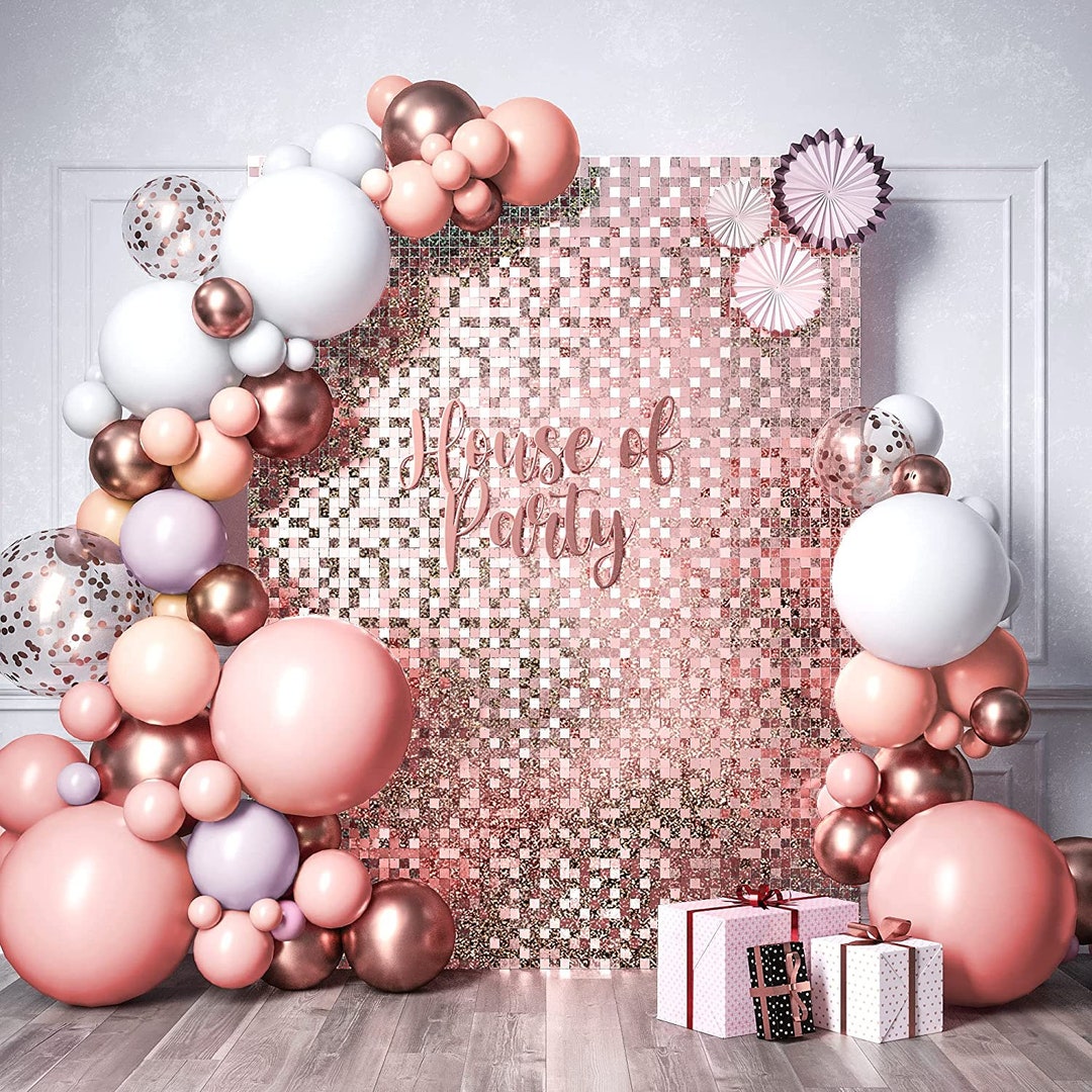 Sparkle Rose Gold Shimmer Wall Backdrop 24 Panels Square Etsy