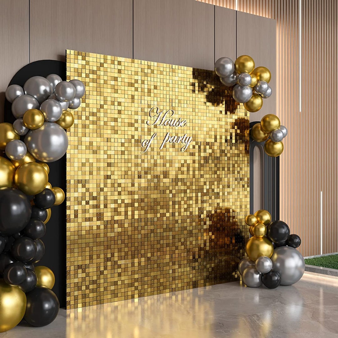 Gold Shimmer Wall Backdrop 36 Panels Square Sequin Shimmer Etsy