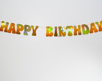 Holographic Gold Happy Birthday Banner | Cardboard Letter Banners for Birthday Party Decoration