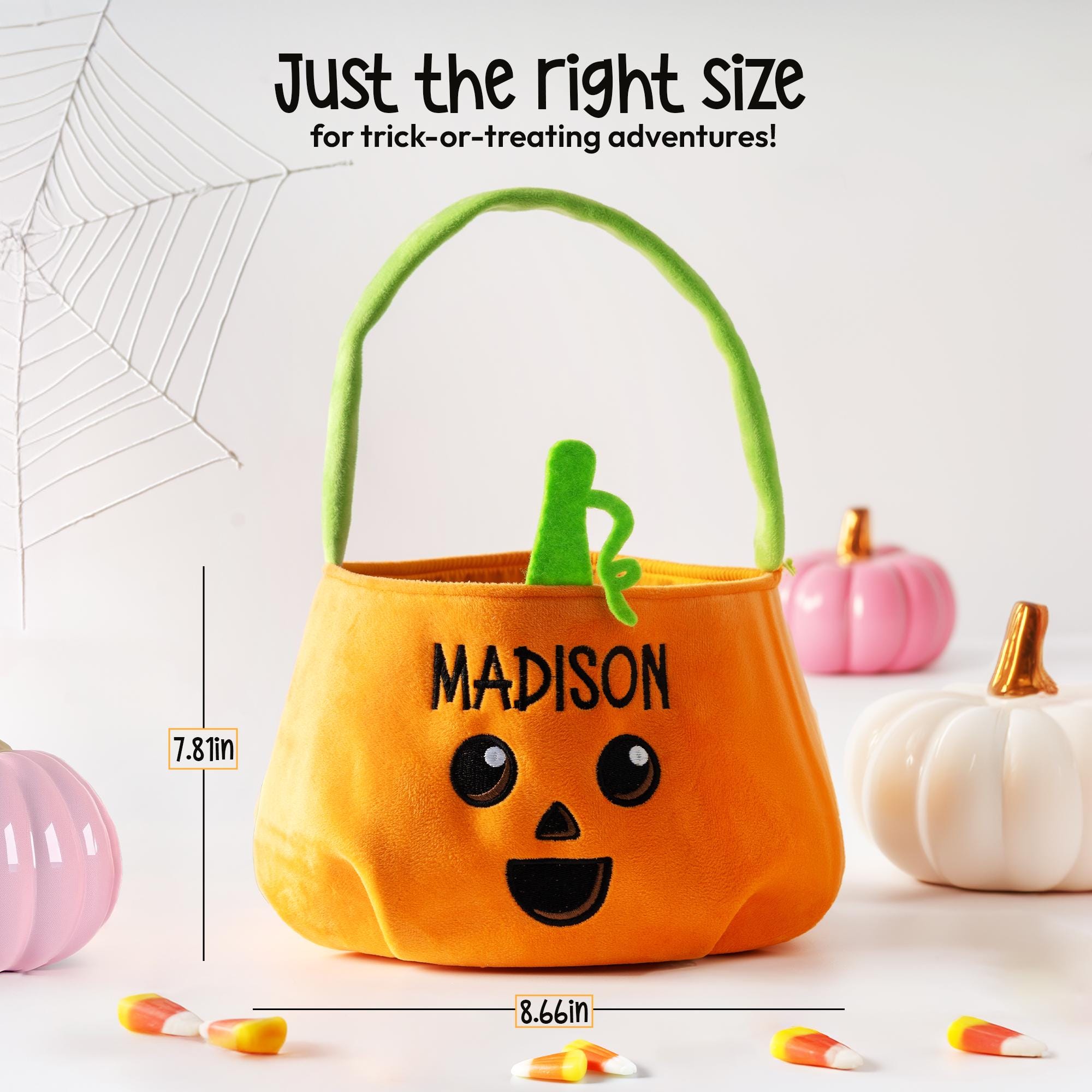 Personalized Halloween Basket | Embroidered Halloween Candy Bag | Trick or Treat Bucket | Custom Halloween Party Decorations