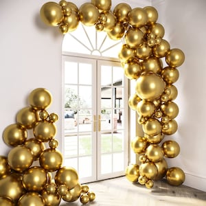 Gold Balloon Arch kit, 89 Multi-size Metallic Chrome Gold Balloons for Birthday, Wedding, Baby Shower Decorations