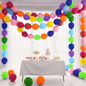 Rainbow Link Balloons 100 Pcs - 12 Inch Red, Orange, Yellow, Green, Blue, Indigo, Violet Linking Balloons for Birthday & Wedding Decorations