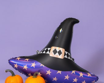Witch Hat Balloon | 20 Inch Wizard Hat Foil Balloon, Witch balloon for Halloween Party Decorations, Fun Halloween Decor Ideas