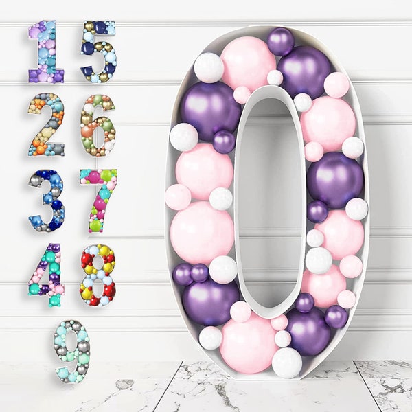 3ft Mosaic Numbers for Balloons - Marquee Numbers Pre-Cut Light Up 3 Feet Tall Balloon Number Frame, 0 to 9 Mosaic Cardboard Numbers