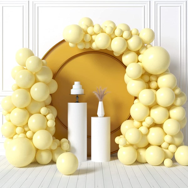 Pastel Yellow Balloons - Pale Yellow Balloon Garland Kit, 5/12/18 Inch Light Yellow Balloons for Bridal Shower, Wedding & Birthday