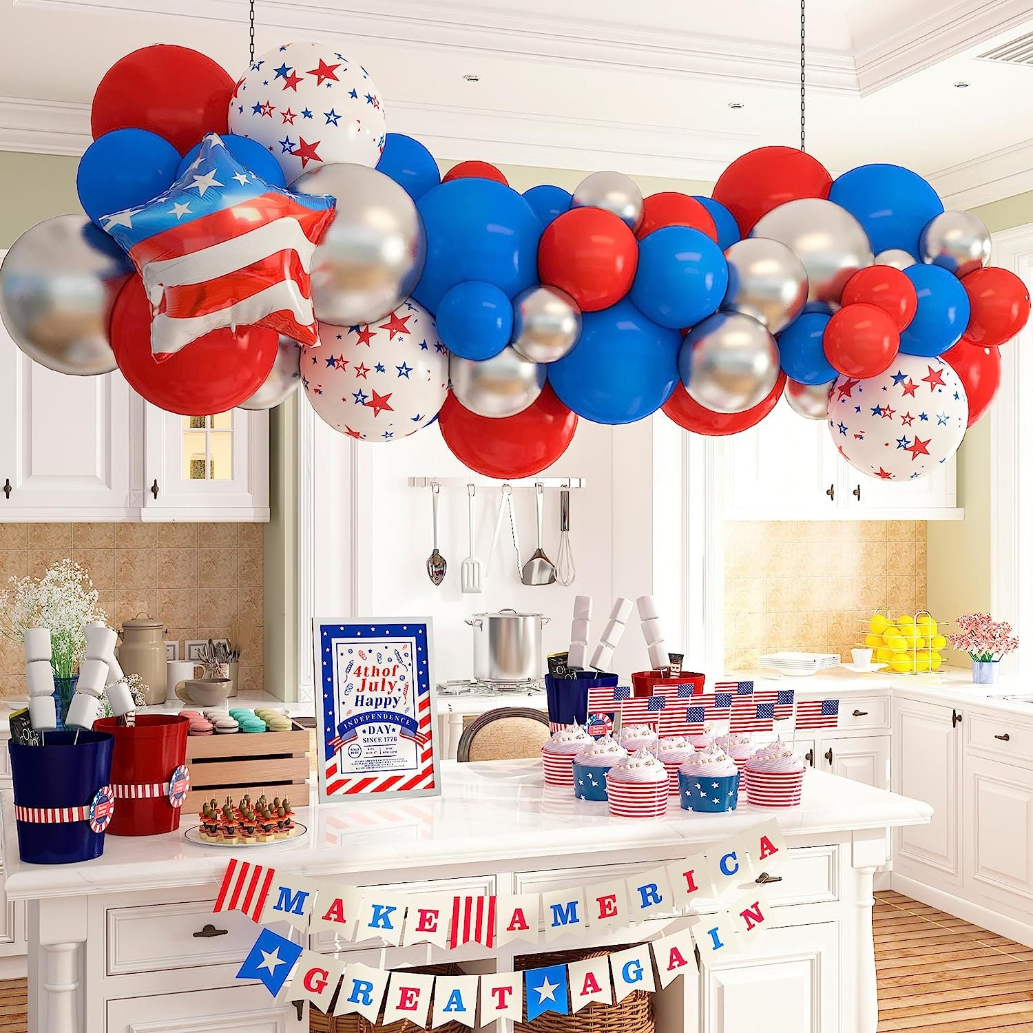 Red White And Blue Balloons Party Decorations With Patriotic Theme