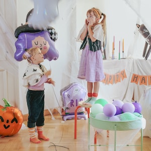 Halloween Foil Balloons | 40 Inch Bat, Cat, Gravestone, Ghost, Cauldron, Witch Hat & Face Mylar Balloons for Halloween Party Decoration