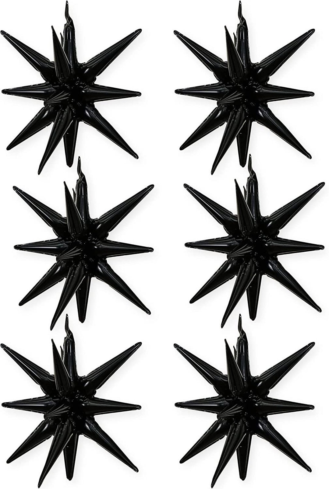 27 Inch Black Starburst Foil Balloons 6 Pcs Metallic Shine Foil Star ...