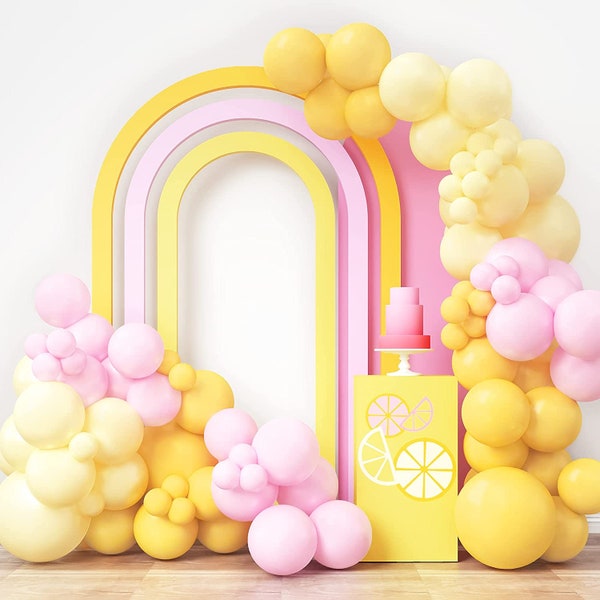 Pink lemonade Balloon Garland Kit - 109 Pcs Pastel Yellow Pink Balloons for Summer Birthday, Baby Shower, Lemonade party