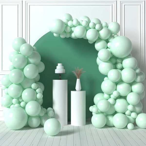 Mint Green Balloons - Pastel Green Balloon Garland Kit, 5/12/18 Inch Light Green Balloons for Baby Shower, Wedding & Birthday Decorations