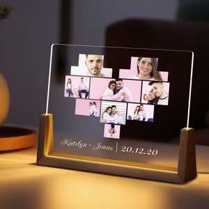 Custom Photo Collage Night Light, Personalized Mother's day Gifts, Acrylic LED Light, Wedding Anniversary Gifts for Mom