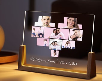Custom Photo Collage Night Light, Personalized Mother's day Gifts, Acrylic LED Light, Wedding Anniversary Gifts for Mom