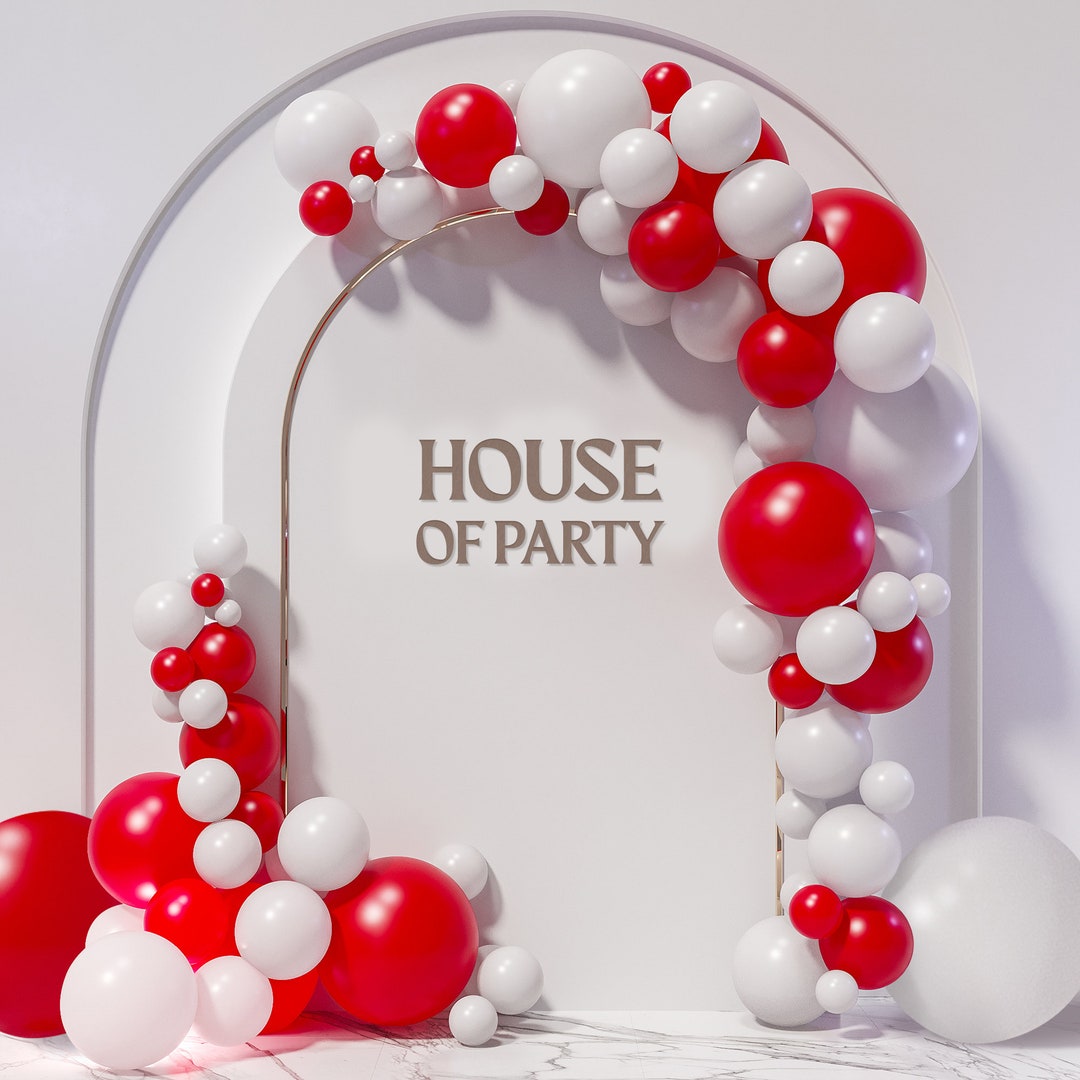 Red & White Balloon Kit for Girl's First Birthday Party & Baby Shower