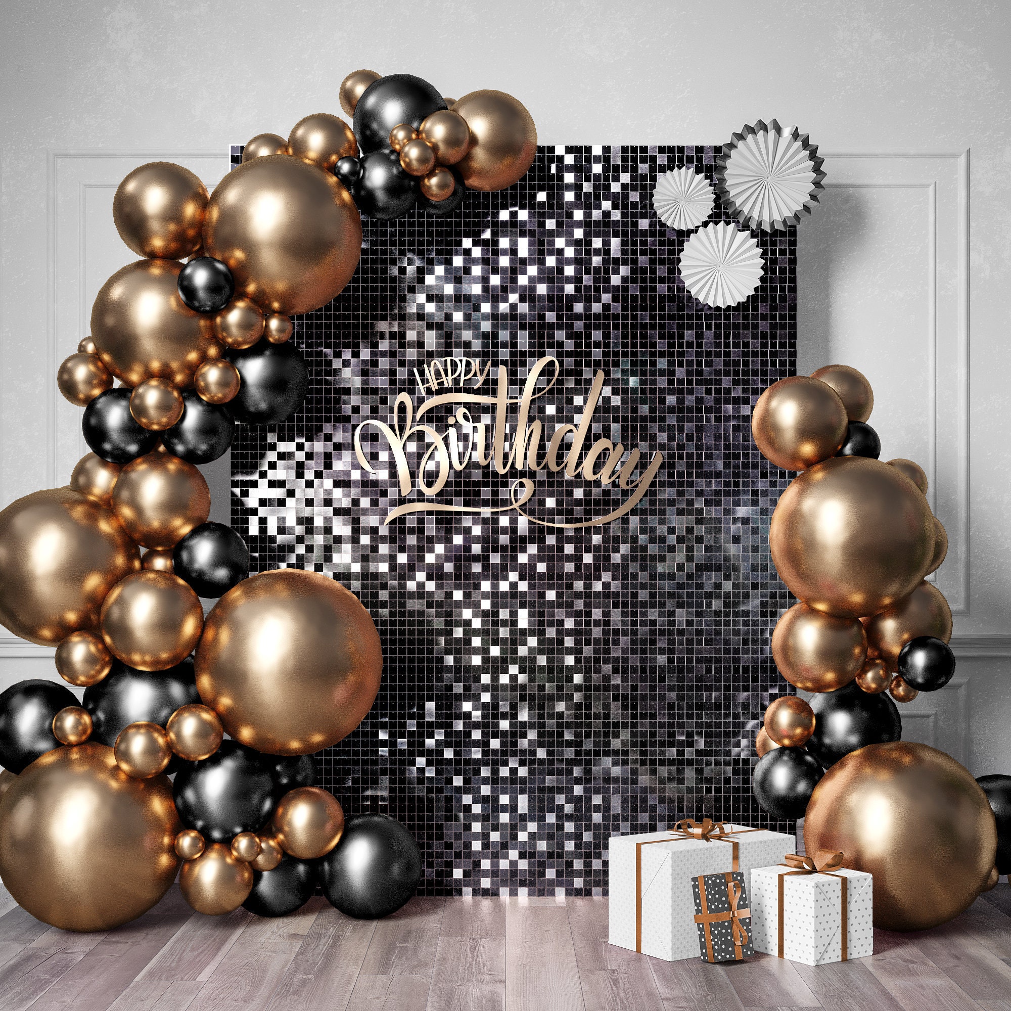 Gold Sequin Shimmer Backdrop Girls Happy Birthday Party Photo | My XXX ...