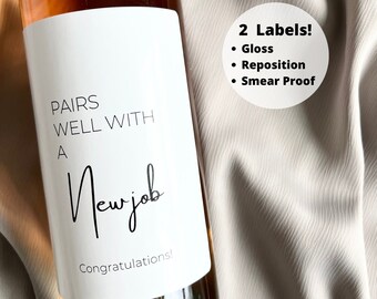 New Job Wine Label | Congratulations New Job Gift For Her, Gift For Him | Promotion | Coworker Leaving Away | New Job Card | Goodbye Gift