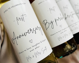 Marriage Firsts Wine Label | First Year Milestones | Engagement Gifts | Anniversary | Bridal Shower Gift | Custom Wedding Champagne Labels