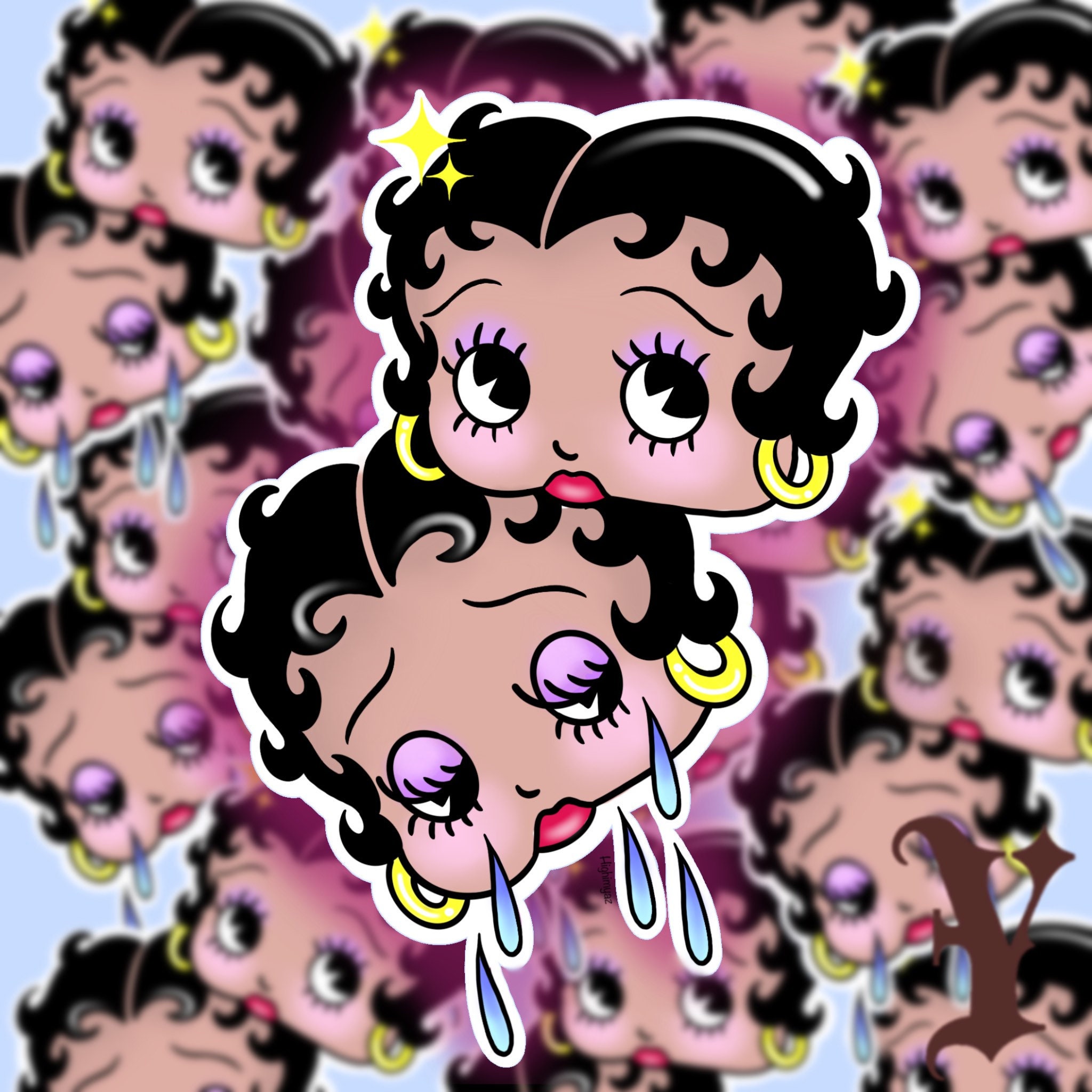 Betty Boop Sad Girl Sticker Sad Girl Chola Sticker Low Rider Etsy India