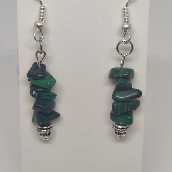 Boucles d'oreilles chips de Malachite