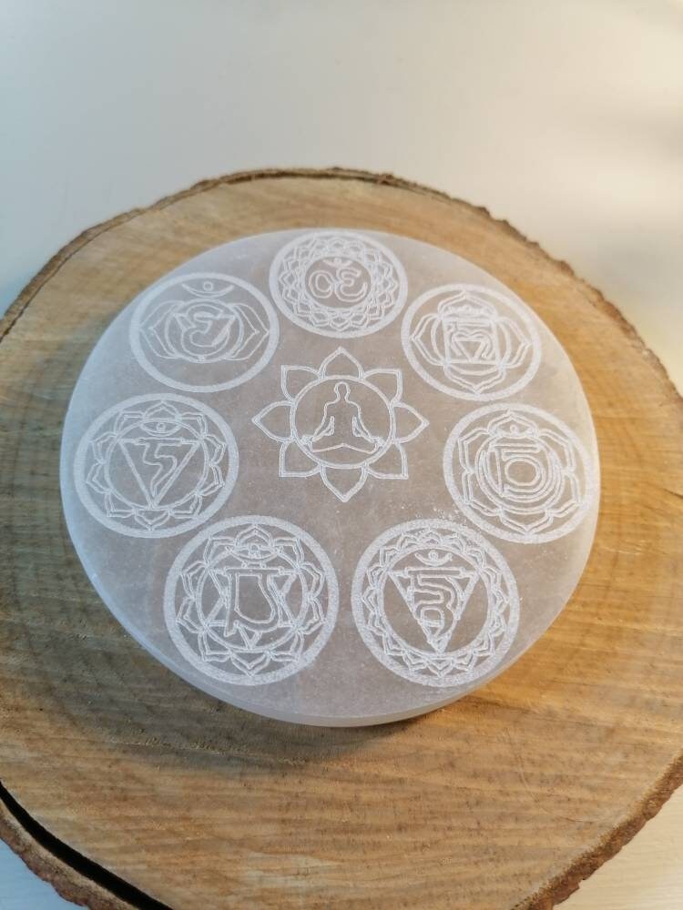 Plaque en Sélénite 7 Chakras