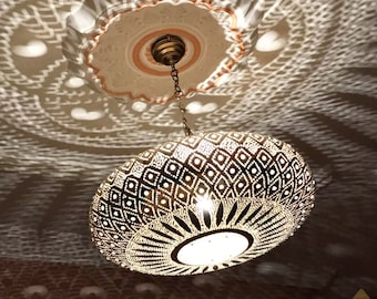 Modern Moroccan Pendant Lights, Ceiling Lamp Lantern Light Fixture, Home decor lighting, Moroccan lampshades, Handmade Engraved Brass Lamps