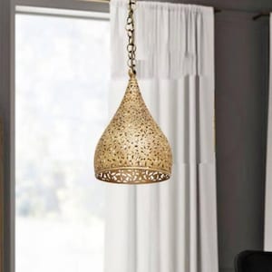 Cone Pendant light, Ceiling Lamp, Hanging Brass Lamp Shades Lighting Farmhouse, Antique Brass, Moroccan lamp Copper Handmade Engraved