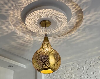 Moroccan Pendant Light Brass, Ceiling light Fixture, Art Deco lamp, 4 Sizes Available, Beautiful Design Moroccan Lamp, Boho Lighting