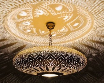 Moroccan Lamp - Boho Decor - Ceiling Light - Moroccan Pendant Light - Brass Decor Lighting - hanging lamp - designer lamp