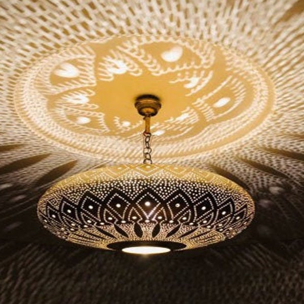 Moroccan Lamp - Boho Decor - Ceiling Light - Moroccan Pendant Light - Brass Decor Lighting - hanging lamp - designer lamp