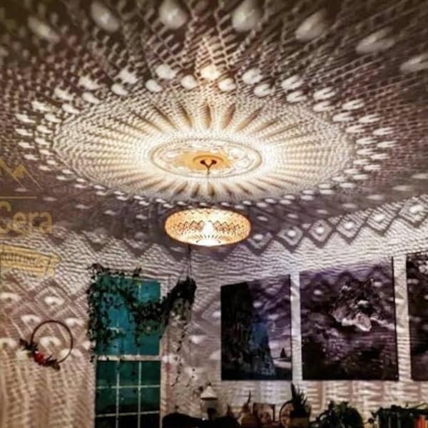 Increíble lámpara colgante marroquí - Iluminación de decoración bohemia - Lámpara de techo - Lámpara colgante de latón - Decoración marroquí - Pantallas de lámparas - Iluminación de araña