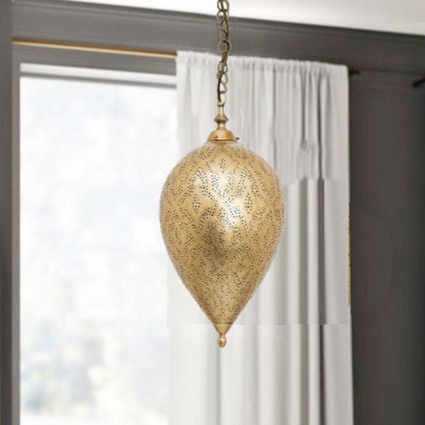 Gorgeous Moroccan Hanging Lamp - Copper pendant light- Moroccan Brass pierced shades lamp - Chandelier & Pendant lights For Home And Living