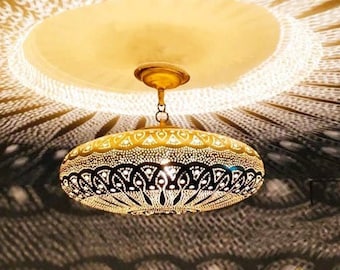 Moroccan pendant light silver or Gold brass ceiling light Fixture, Hanging lamp shade, Moroccan lighting Home Decor