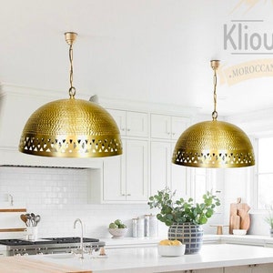 Set of 2, Hammered Brass Dome Pendant Light Fixtures Moroccan Lamp Dome Ceiling lamp, Pendant Handmade Solid Brass Chandelier Lighting