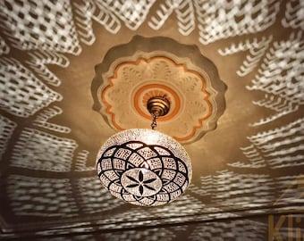 Geweldige Marokkaanse koperen hanglamp, Marokkaanse hanglamp, plafondlamp, lampenkappen verlichting nieuw interieur Boho verlichting