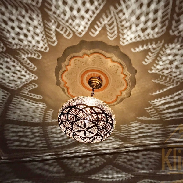 Amazing Moroccan Brass Pendant Light, Moroccan Hanging Lamp, Ceiling Light Fixture, Lampshades Lighting New Home Decor Boho Lighting