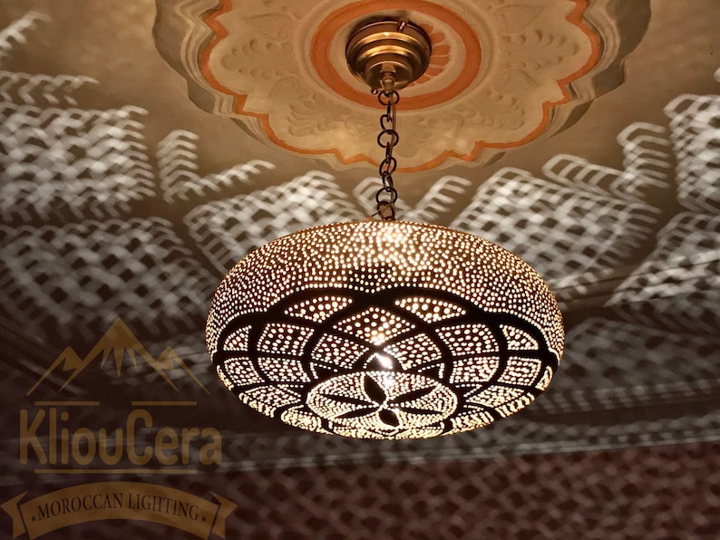 Amazing Moroccan Brass Pendant Light, Moroccan Hanging Lamp, Ceiling Light Fixture, Lampshades Lighting New Home Decor Boho Lighting image 2