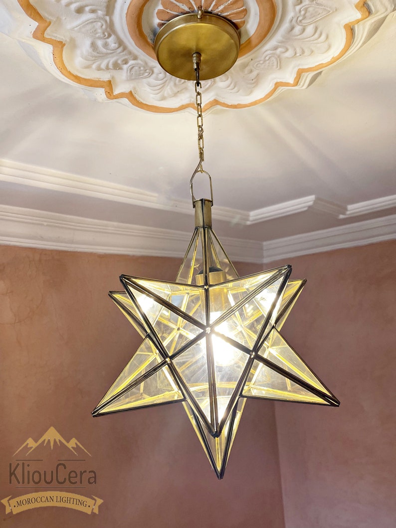 Moravian Star Pendant Light, Brass Moravian Star Pendant Light Fixture ...