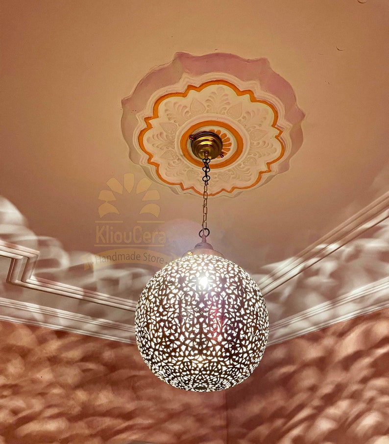 Moroccan Brass Ball Pendant Light Hanging Oriental Moorish Etsy