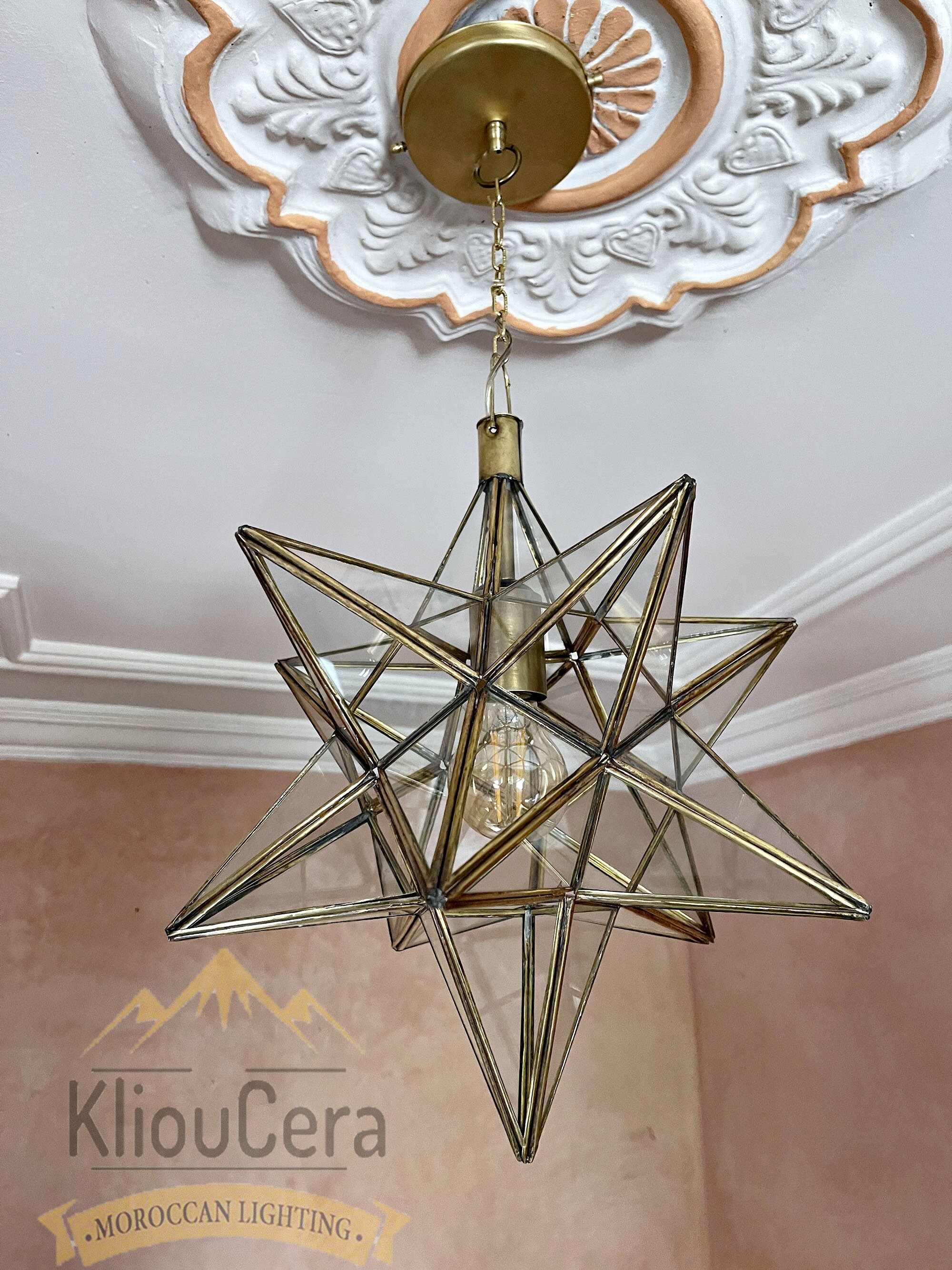 Moravian Star Pendant Light, Brass Moravian Star Pendant Light Fixture ...