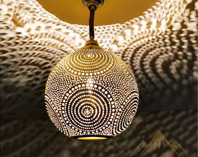 Boho Hanging Lamp Gypsy Fabric Lantern Ceiling Lamp | Etsy