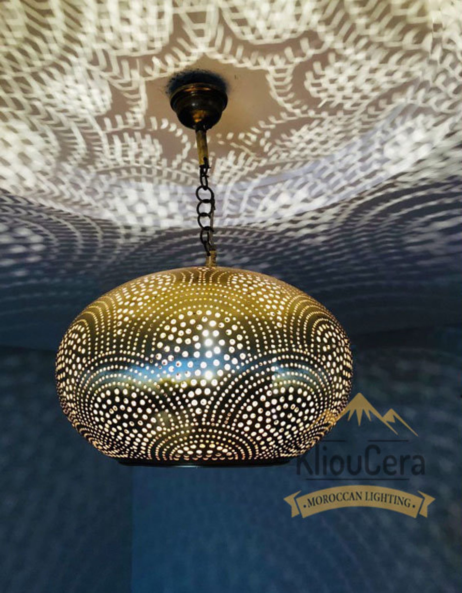 Modern Moroccan Ceiling Lights Pendant Light Brass Open Etsy