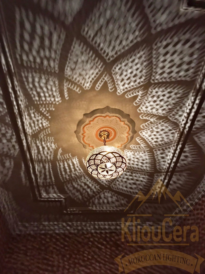 Amazing Moroccan Brass Pendant Light, Moroccan Hanging Lamp, Ceiling Light Fixture, Lampshades Lighting New Home Decor Boho Lighting image 7