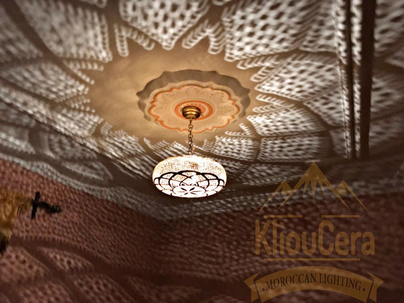 Amazing Moroccan Brass Pendant Light, Moroccan Hanging Lamp, Ceiling Light Fixture, Lampshades Lighting New Home Decor Boho Lighting image 9