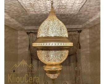 Large Moroccan brass pendant light - Moroccan Ceiling light - ceiling pendant - luxury lighting - Moroccan lighting - light fixture